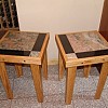 Custom wood and granite tile tables built by the author, Kevin Stevens of KMS Woodworks in Nederland, CO.
