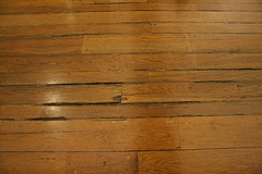 Old splintered wooden floor at Macy's