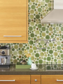 Creative glass tile backsplash