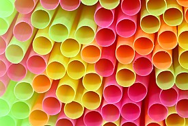 Photo of colorful plastic drinking straws by jeancliclac/istockphoto.com.