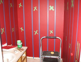 This is how to tape before painting the contrasting stripes. 