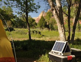 The solar generator in use in Zion National Park. Photo by Kevin Stevens for Networx.
