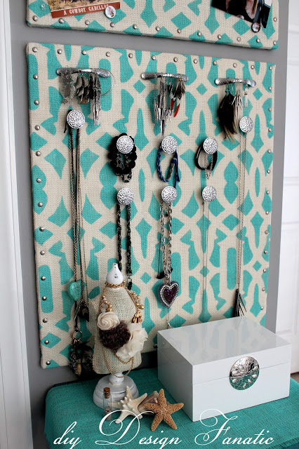 Stenciled jewelry organizer by DIY Design Fanatic. 