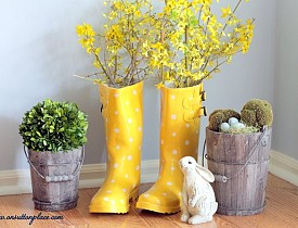 Rain boot vases by Ann@On Sutton Place via Hometalk.com.