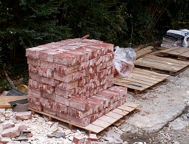 These are cleaned, salvaged bricks. Bricks are a great material to salvage for future use.