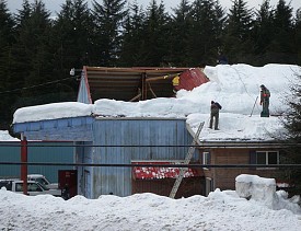 collapsed roof due to snow