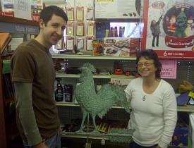 Bob Putnam and me with a super cute copper weather vane at Brown and Roberts Hardware Store in Brattleboro. --Cris