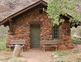 This cabin in the bottom of the Grand Canyon is cooled by an evaporative cooler.  Summer temperatures average 106 F.  Photo: Grand Canyon NPS.