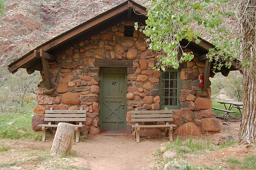 This cabin in the bottom of the Grand Canyon is cooled by an evaporative cooler.  Summer temperatures average 106 F.  Photo: Grand Canyon NPS.