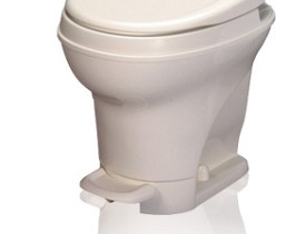 A foot flush toilet by Thetford