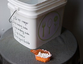 My DIY laundry detergent recipe is right here on the side of the pail. --Sayward
