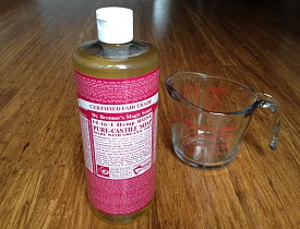 The author's own rose-scented castile soap waits to become a household cleanser.