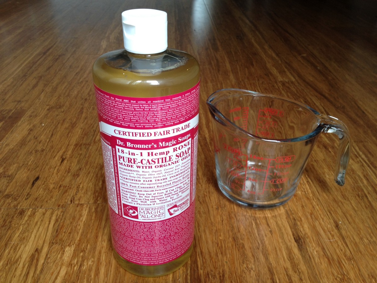 The author's own rose-scented castile soap waits to become a household cleanser.