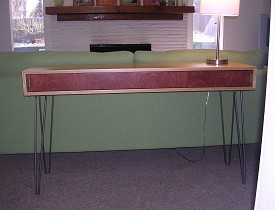 My DIY Mid-century style sofa table. Do you like it? --Phil