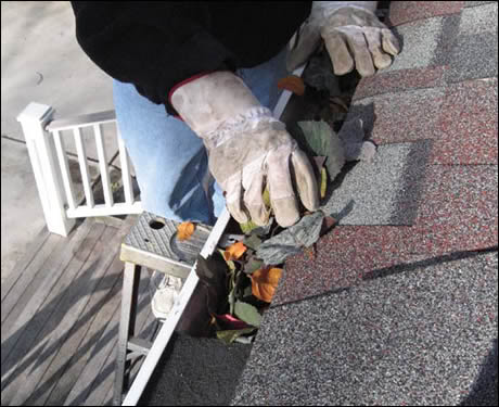 Cleaning the gutters