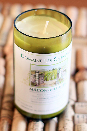 A recycled wine bottle candle holder. A clever take on an old idea. (Photo: Photos by Lina/Flickr)