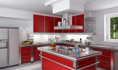 Red kitchen island
