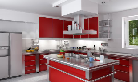 Red kitchen island