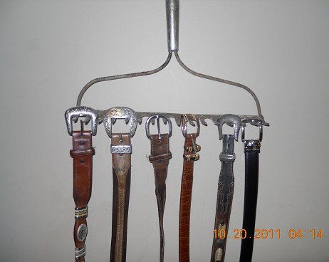 DIY rake head belt rack by Lee Anne Culpepper.