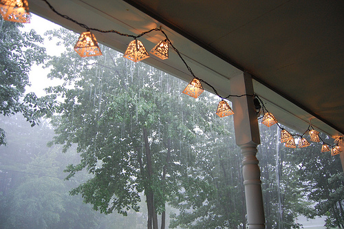 Porch lights in the storm