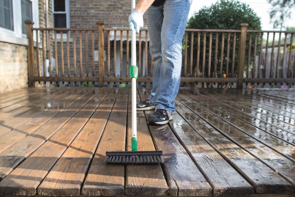 Deck staining prep/courtesy Cabot Stains