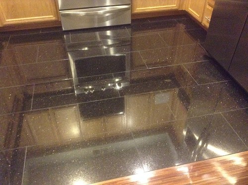 My son likes to see his reflection in the floor tile
