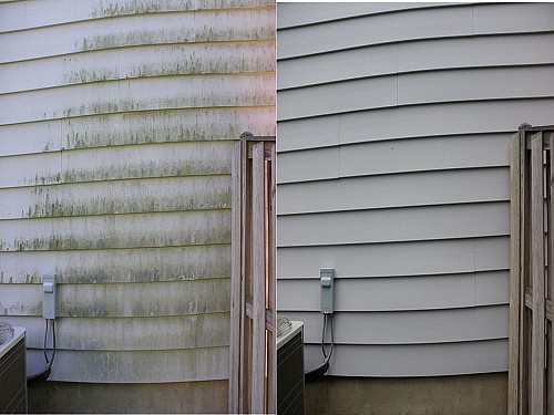 Clean siding before and after  East Coast Powerwashing / CC BY-SA 