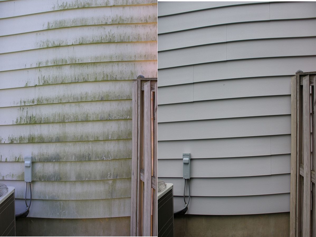 Clean siding before and after  East Coast Powerwashing / CC BY-SA 