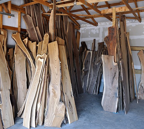 Native edge wood at the lumber yard. Photo by the author.