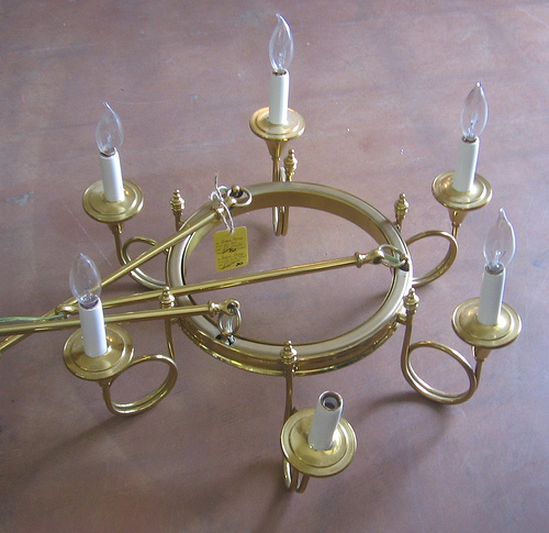 SOLD: Brass dragonfly chandelier