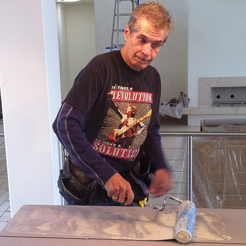 We're learning to hang wallpaper with master craftsman Rick.