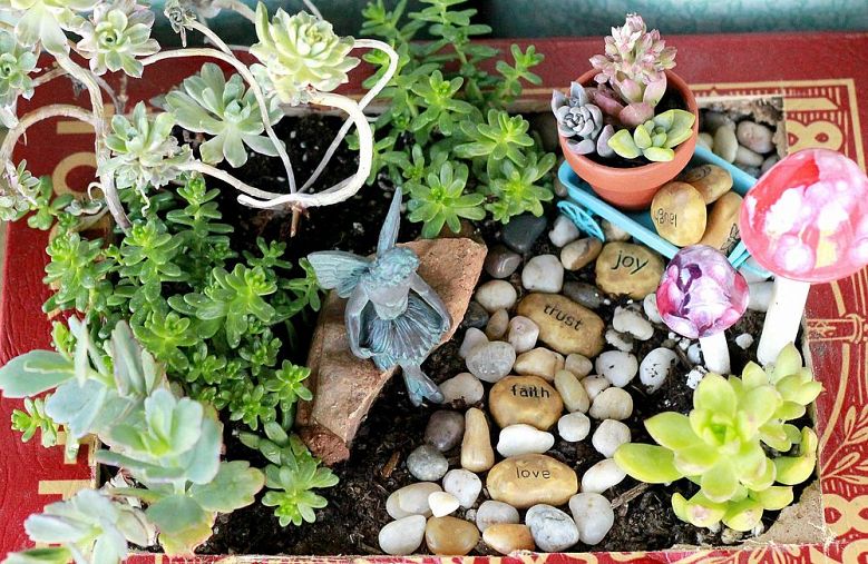 Fairy garden and photo by The Crafty Woman via Hometalk.com.