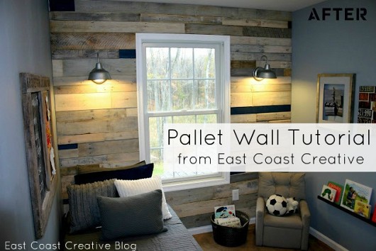 Pallet wall and photo by East Coast Creative via Hometalk.com.
