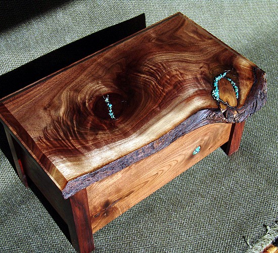 A native edge wood jewelry box made by the author.