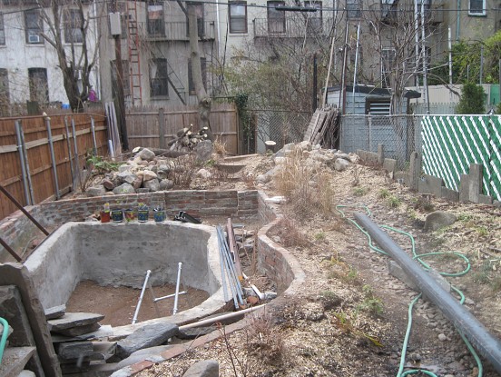 The brownstone's backyard in process will have native species plants.