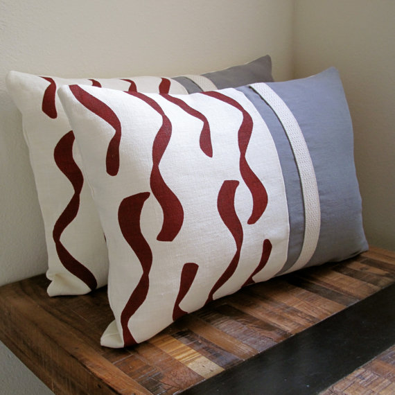 Hemp pillows ClothandINK via Etsy.com