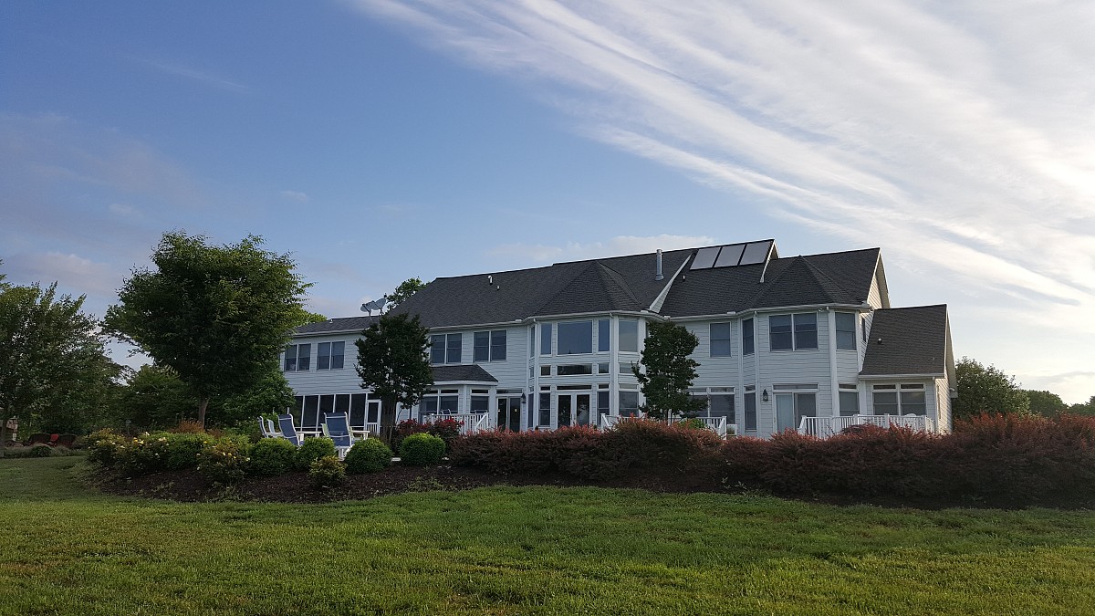 Large steep roof was repaired