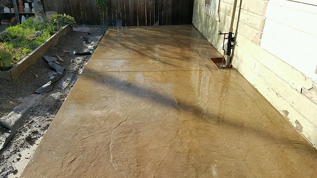Newly laid concrete patio
