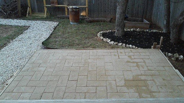 Concrete patio almost completed