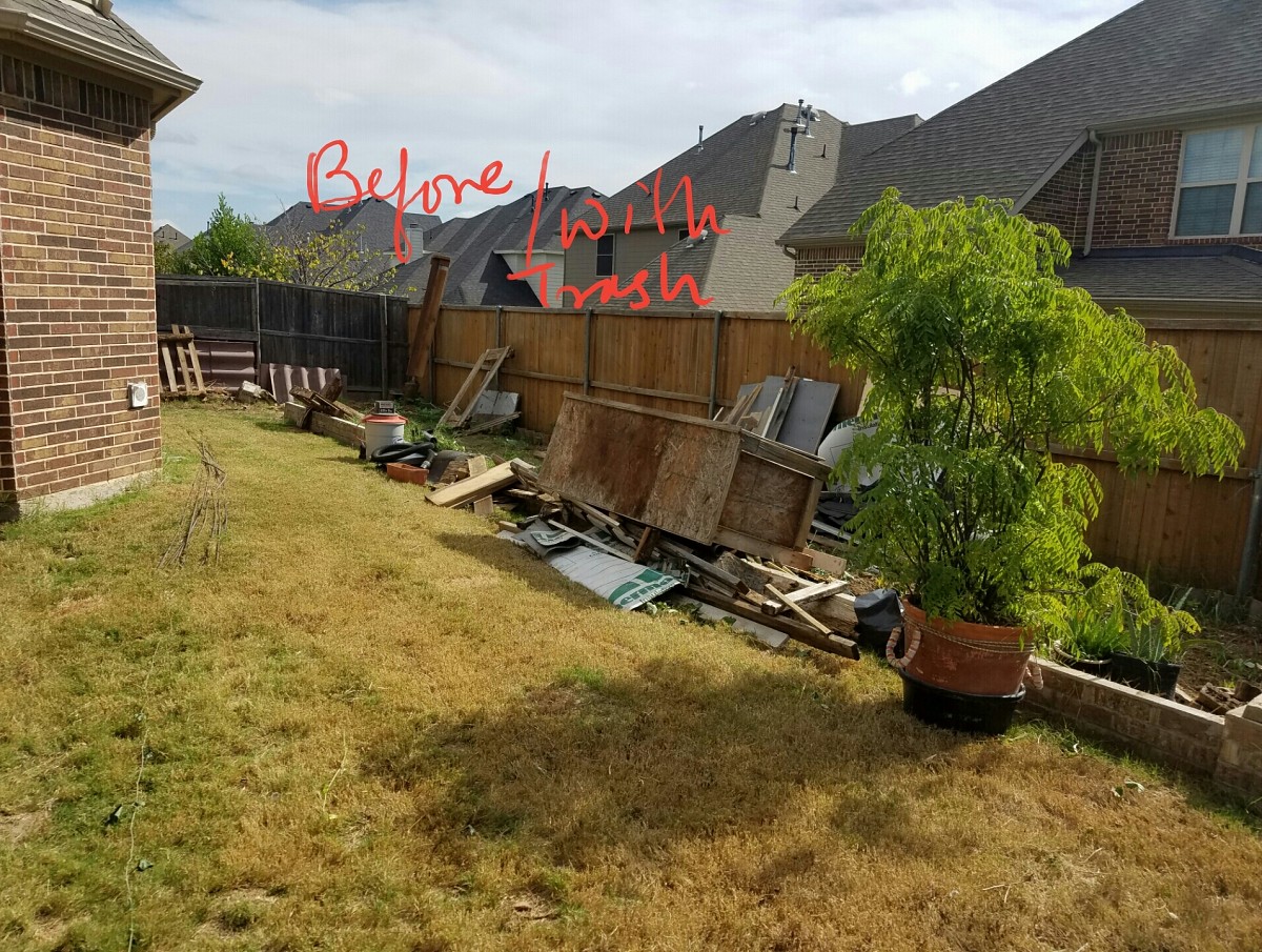 BEFORE Yard full of junk