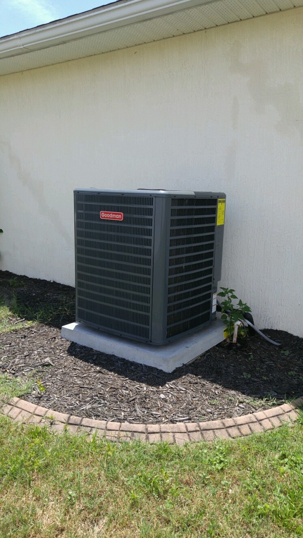 Replacement heat pump on a new concrete slab