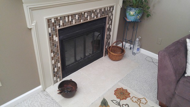 AFTER: New hearth and fireplace mosaic