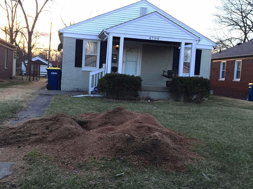 Crater left by large tree removal