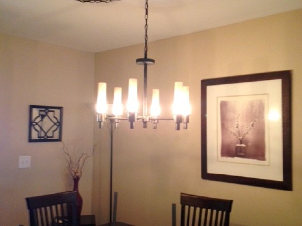 Dining room chandelier installation
