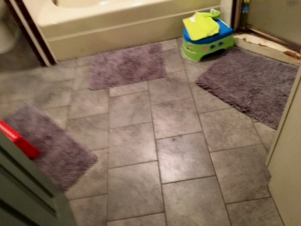 Bathroom floor tile complete