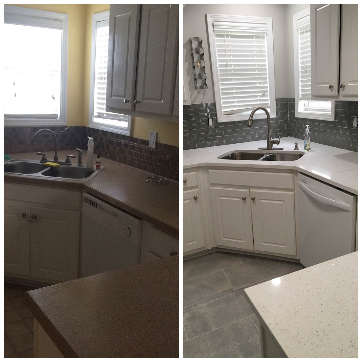 Kitchen backsplash before & after