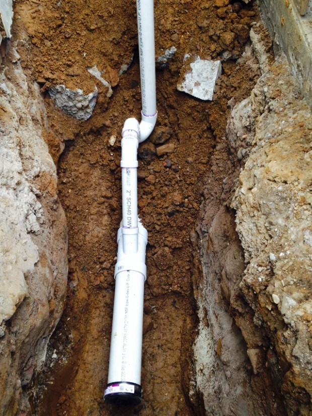 Deep excavation for plumbing pipe replacement