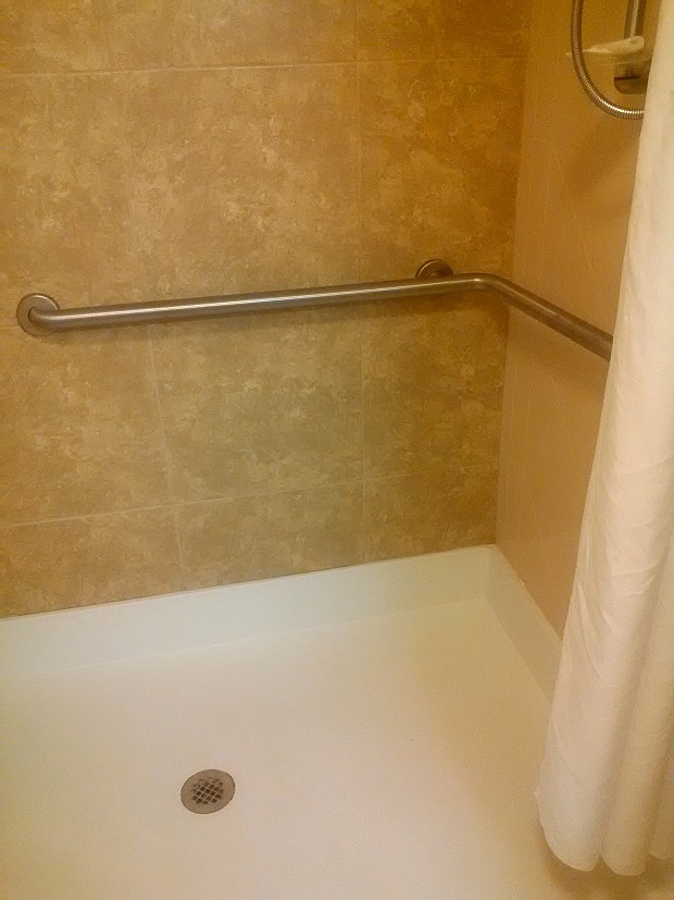 New tile in hotel guest room shower